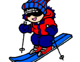 Dibuix Nen esquiant  pintat per jordi