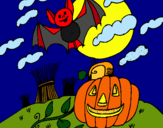 Dibuix Paisatge de Halloween pintat per joana