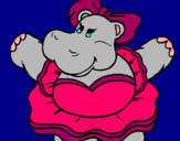 Dibuix Hipopótama amb llaç pintat per ainoa