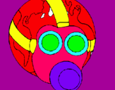 Dibuix Terra amb màscara de gas pintat per ariadna