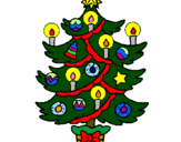 Dibuix Arbre de Nadal amb espelmes pintat per M.Àngels