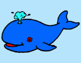 Dibuix Balena expulsant aigua pintat per mario