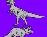 Dibuix Triceratops i tiranosaurios rex  pintat per Santi