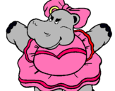 Dibuix Hipopótama amb llaç pintat per Marta
