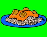 Dibuix Espaguetis amb carn pintat per Bernat