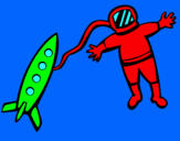 Dibuix Coet i astronauta pintat per judithb  i pilap s