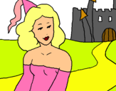 Dibuix Princesa i castell pintat per julia  carreras  bisbal