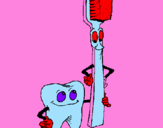 Dibuix Queixal i raspall de dents pintat per juliamarti