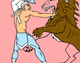 Dibuix Gladiador contra lleó pintat per carla