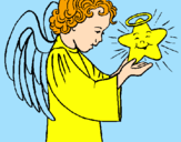 Dibuix Àngel i estrella pintat per luciaylola