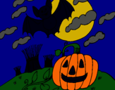 Dibuix Paisatge de Halloween pintat per LUCIA GONZALEZ