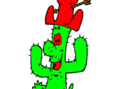 Dibuix Cactus amb barret  pintat per 2