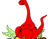 Dibuix Diplodocus assegut  pintat per meritxell