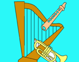 Dibuix Arpa, flauta i trompeta pintat per ROGER  L.