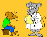 Dibuix Doctor i pacient ratolí pintat per MARGA