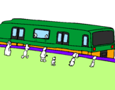 Dibuix Passatgers esperant al tren  pintat per ricard