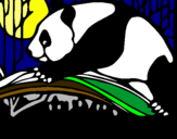 Dibuix Ós panda menjant pintat per weli tracson escuvidu