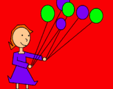 Dibuix Noia amb globus  pintat per Sofia Carraca Firrasa