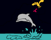 Dibuix Dofí i gavina pintat per alexp4a noemi