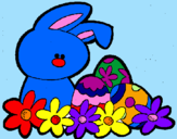 Dibuix Conillet de Pasqua pintat per conill