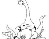Dibuix Diplodocus assegut  pintat per claudia