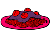 Dibuix Espaguetis amb carn pintat per marw
