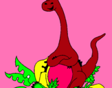 Dibuix Diplodocus assegut  pintat per guillem