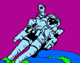 Dibuix Astronauta en l'espai pintat per AITOR CABALLERO LUQUE