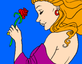 Dibuix Princesa amb una rosa pintat per Núria Llopart Sala
