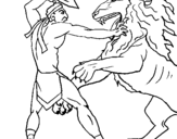 Dibuix Gladiador contra lleó pintat per adria - silvestre-