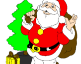 Dibuix Santa Claus i un arbre de nadal  pintat per gormitis