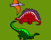 Dibuix Tres classes de dinosauris  pintat per eduardo