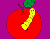 Dibuix Poma amb cuc pintat per sergio
