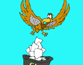 Dibuix Àguila reciclant pintat per xavier