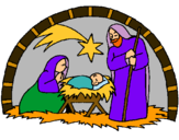 Dibuix Pessebre de nadal  pintat per josep