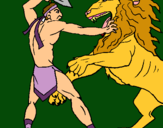 Dibuix Gladiador contra lleó pintat per aina2000