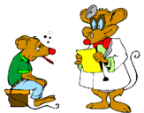 Dibuix Doctor i pacient ratolí pintat per alba