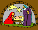Dibuix Pessebre de nadal  pintat per Ester