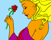 Dibuix Princesa amb una rosa pintat per sara
