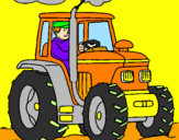 Dibuix Tractor en funcionament  pintat per Pau Guindo i Monica