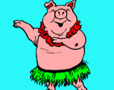Dibuix Porc hawaià pintat per Lluís R.