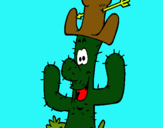 Dibuix Cactus amb barret  pintat per biel