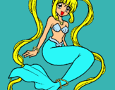Dibuix Sirena amb perles pintat per Clara