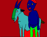 Dibuix Cabra i nen africà pintat per amalia