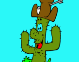 Dibuix Cactus amb barret  pintat per G.R.P.