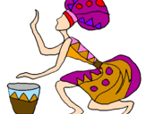 Dibuix Dona amb tambor pintat per HELENA