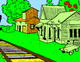 Dibuix Estació de tren pintat per MERITXELL