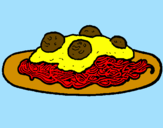 Dibuix Espaguetis amb carn pintat per eli