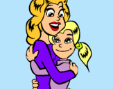 Dibuix Mare i filla abraçades pintat per laila