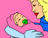 Dibuix Mare amb la seva nadó II pintat per andrea palou peña